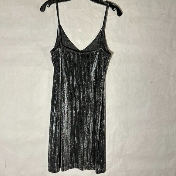 Mikai Size Large Slip Dress Charcoal Gray Black Metallic Shimmer Sexy Slinky - Picture 7 of 7
